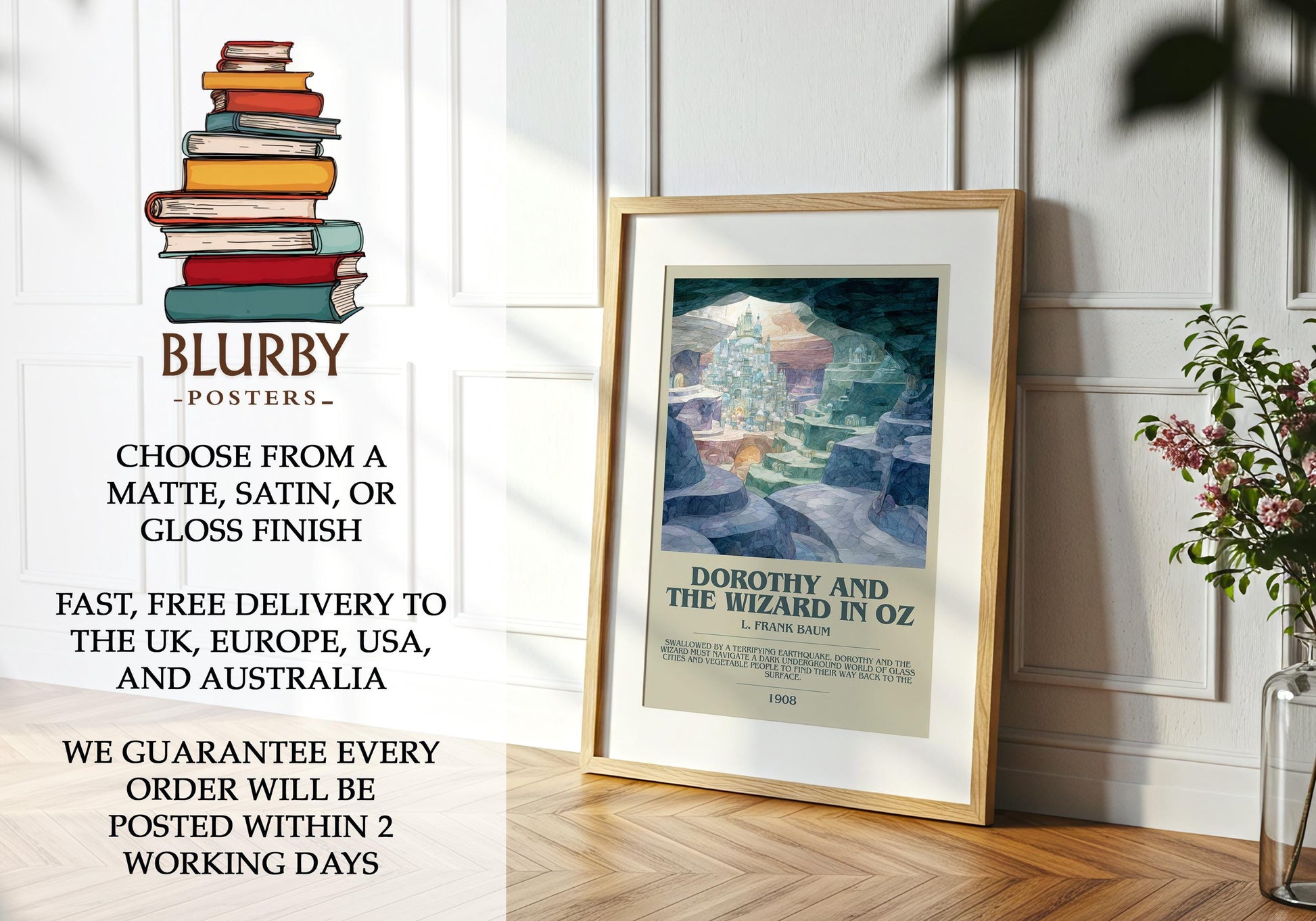 Dorothy and the Wizard in Oz by L. Frank Baum | Book Poster | Literary Art Gift For Book Lover | Novel Inspired Wall Art | Free Delivery