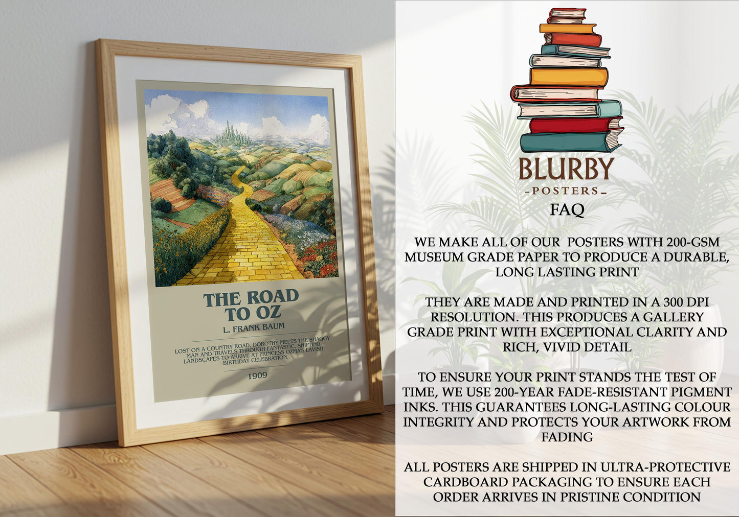 The Road to Oz by L. Frank Baum | Book Poster | Literary Art Gift For Book Lover | Novel Inspired Wall Art | Free Delivery
