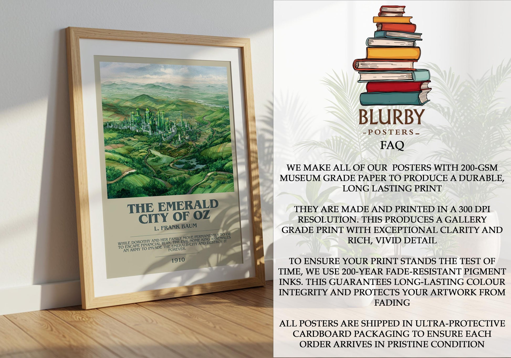 The Emerald City of Oz by L. Frank Baum | Book Poster | Literary Art Gift For Book Lover | Novel Inspired Wall Art | Free Delivery