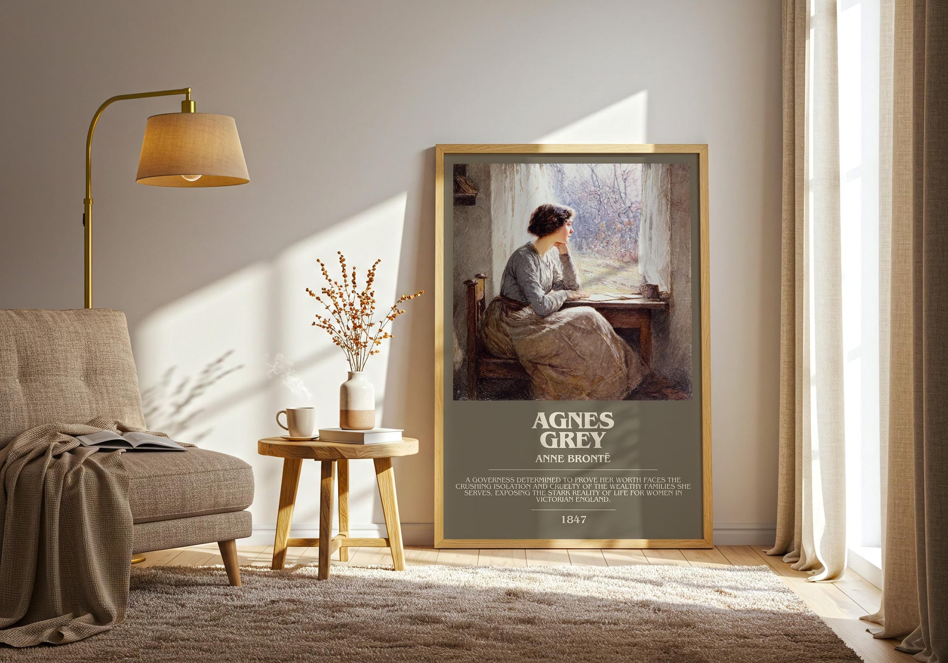 Agnes Grey bookish print on bookshelf – Anne Brontë fan gift
