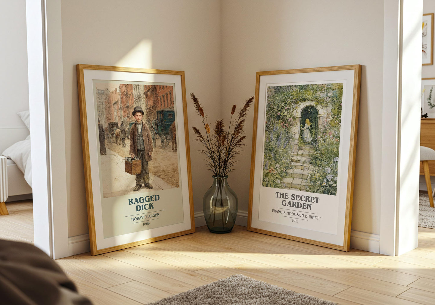 Ragged Dick book cover poster paired in gallery wall – literary art prints