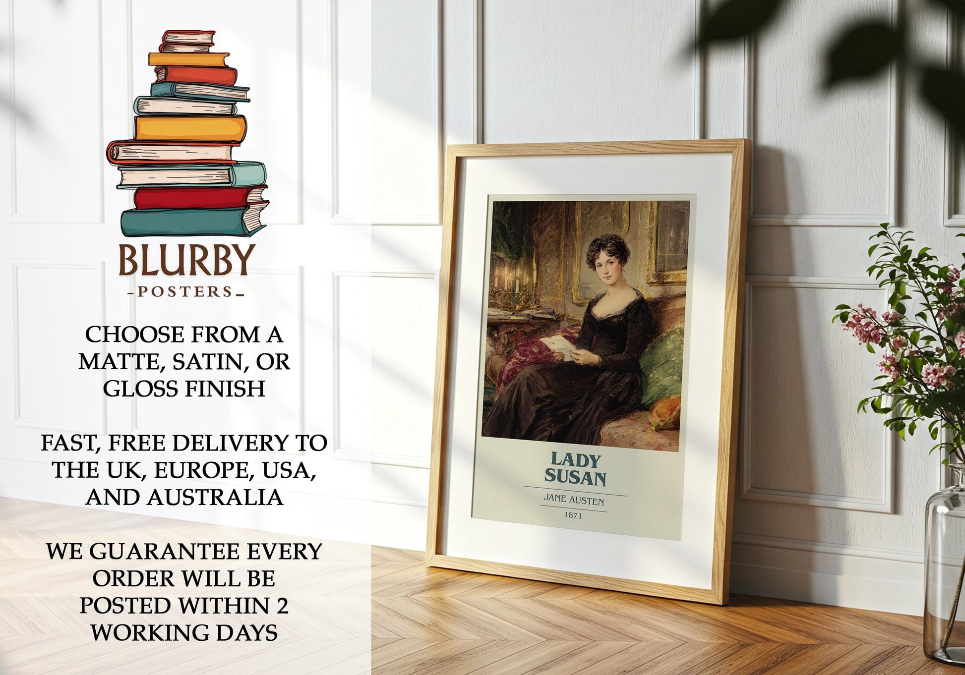 Lady Susan by Jane Austen | Book Poster | Literary Art Gift For Book Lover | Novel Inspired Wall Art | Free Delivery