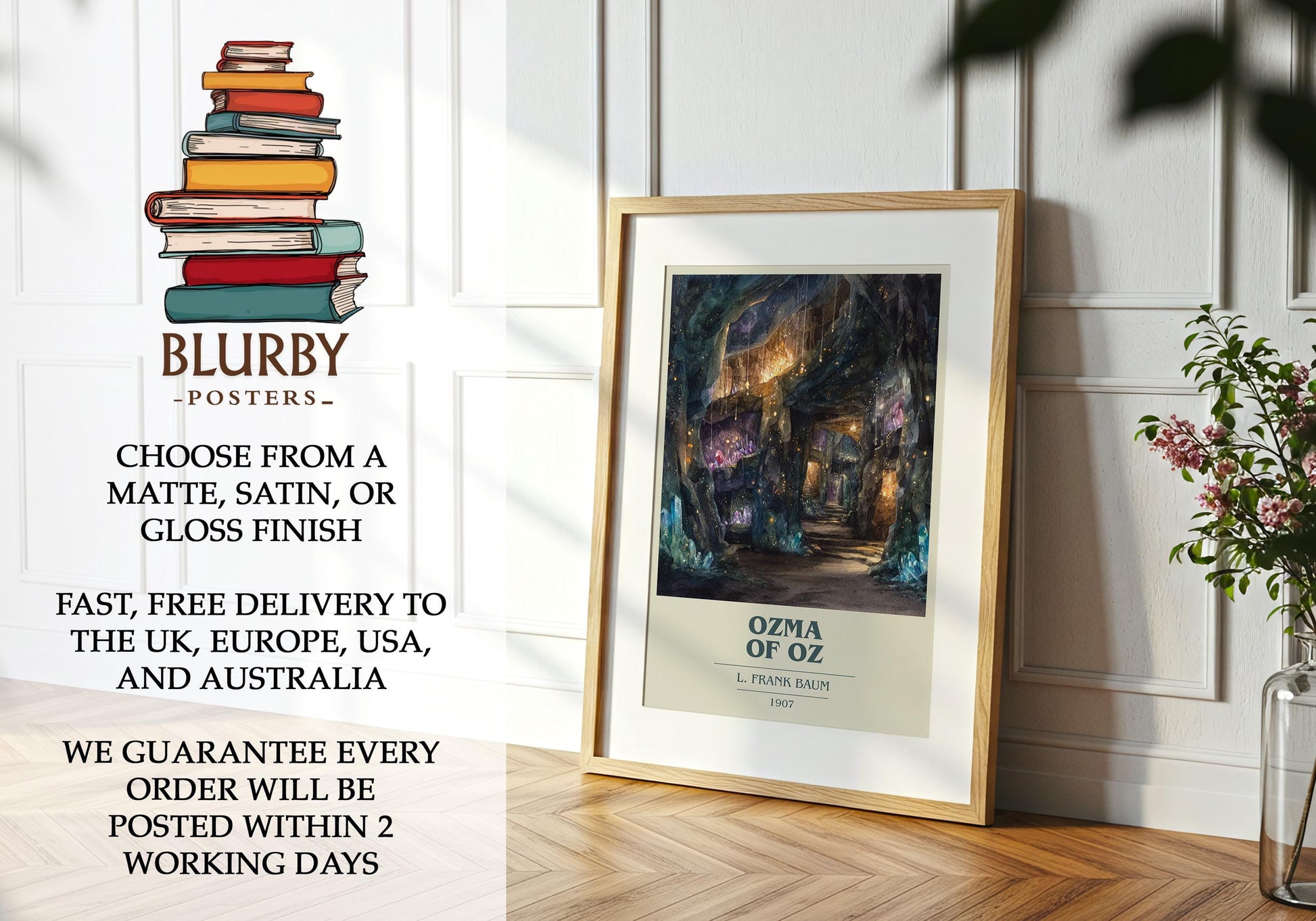 Osma of Oz by L. Frank Baum | Book Poster | Literary Art Gift For Book Lover | Novel Inspired Wall Art | Free Delivery