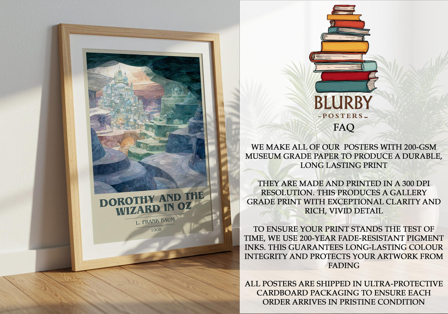 Dorothy and the Wizard in Oz by L. Frank Baum | Book Poster | Literary Art Gift For Book Lover | Novel Inspired Wall Art | Free Delivery