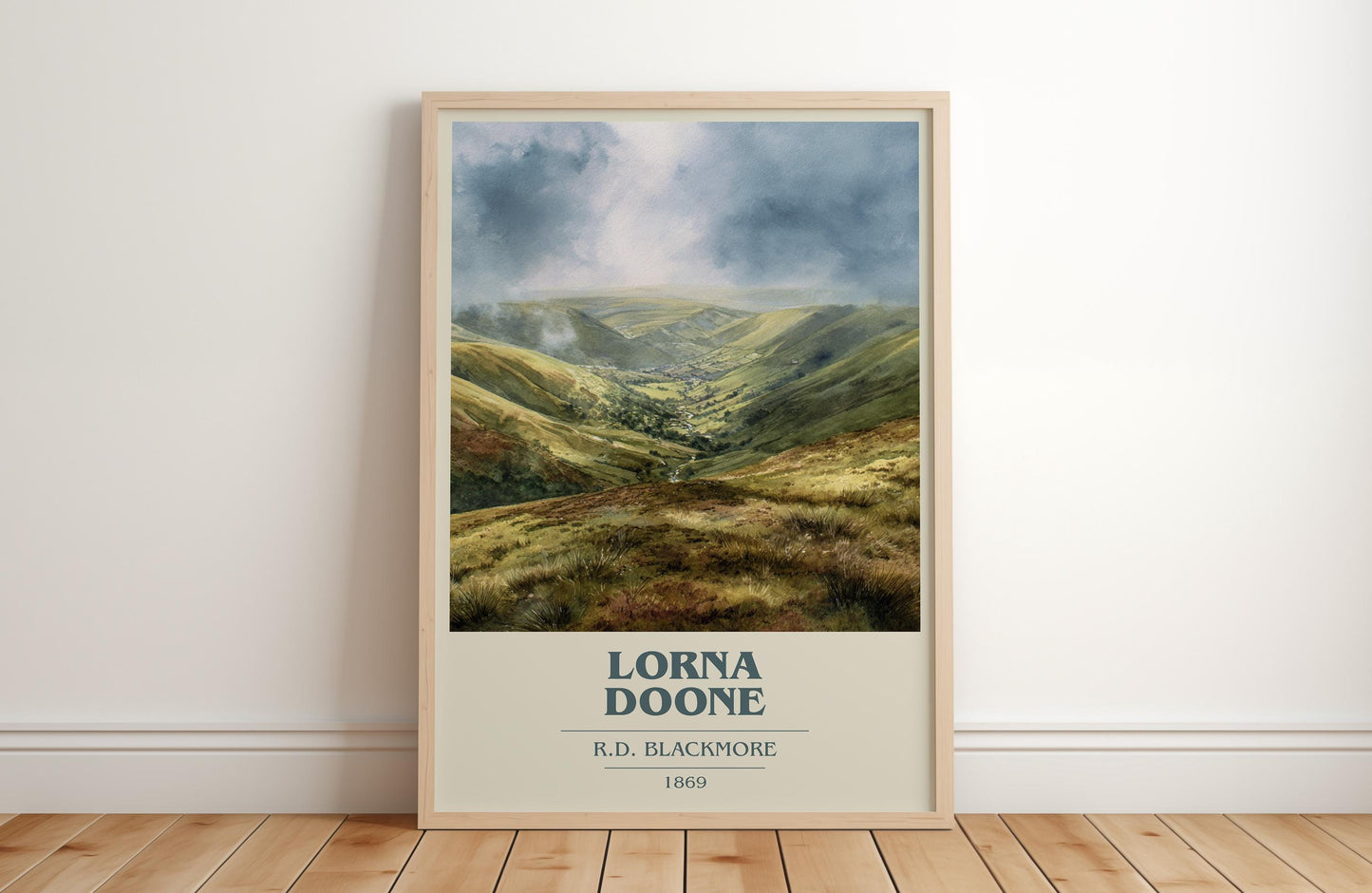 Lorna Doone book cover print in frame leaning in hallway – childrens wall art