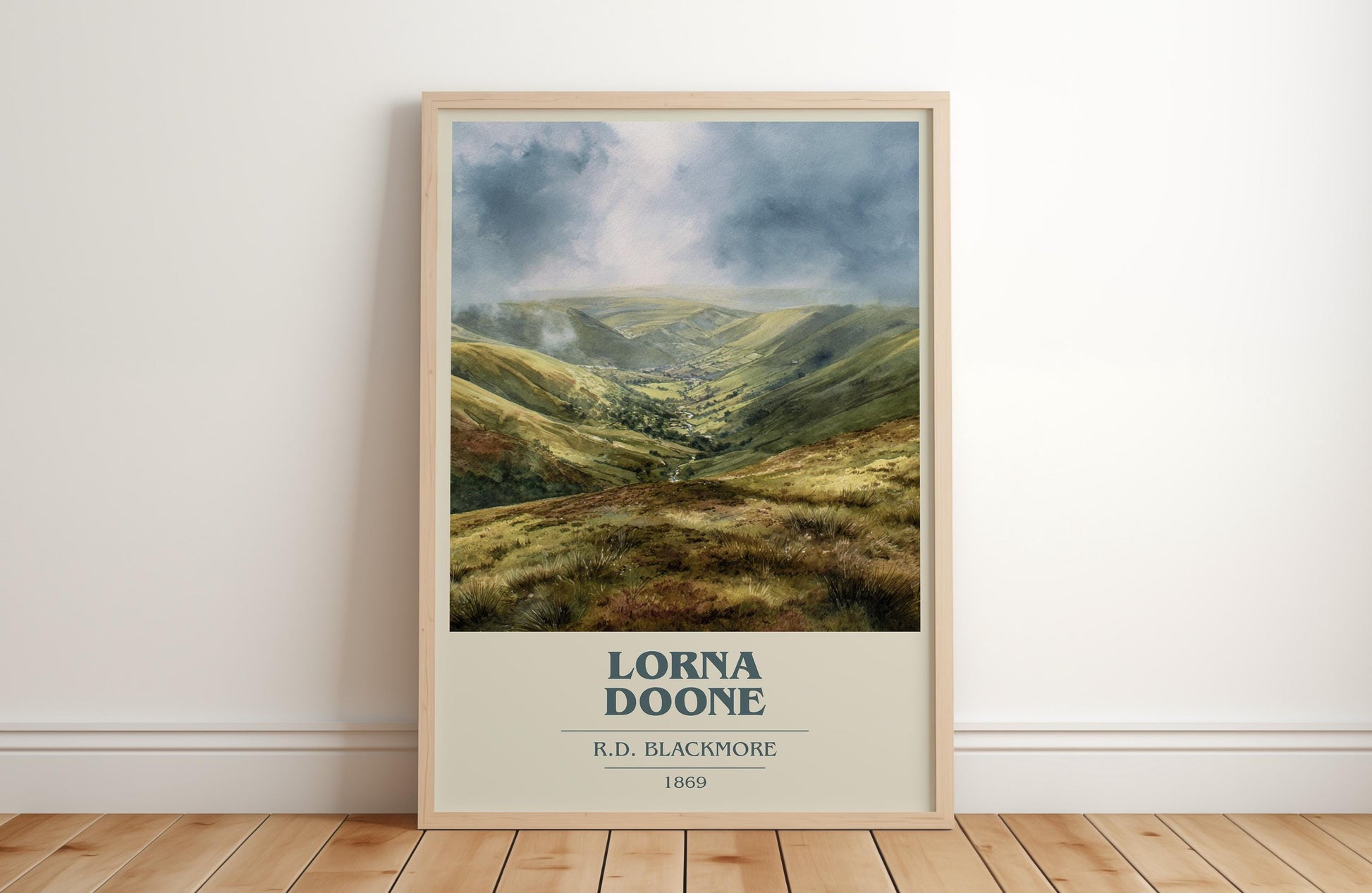 Lorna Doone book cover print in frame leaning in hallway – childrens wall art