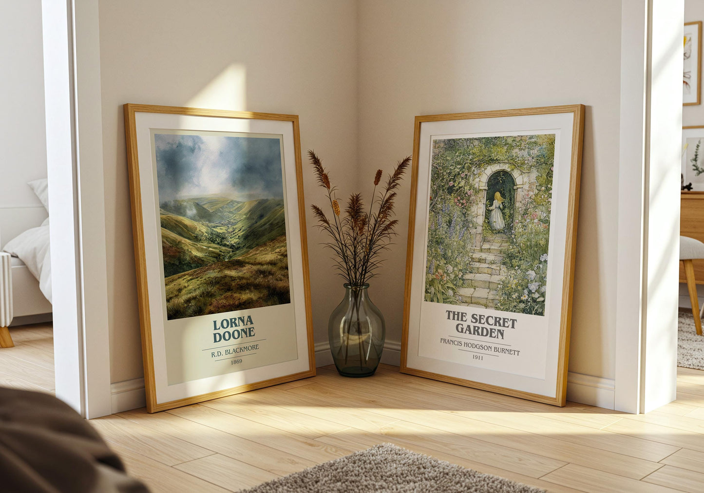 Lorna Doone book cover poster paired in gallery wall – literary art prints