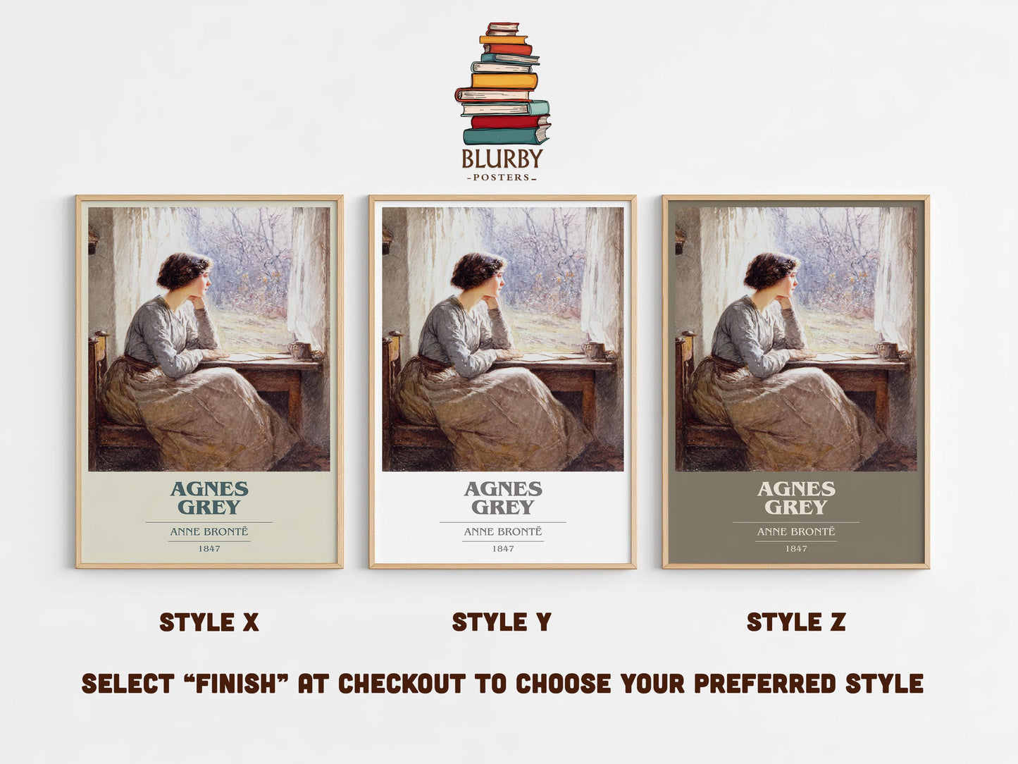 Agnes Grey book cover poster colour and style options – Anne Brontë book art