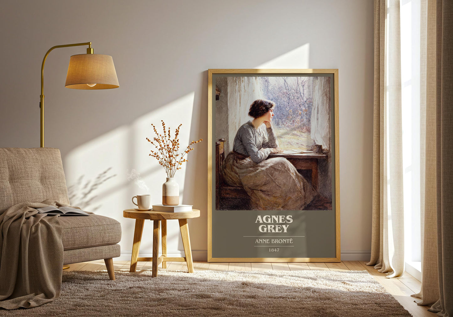 Agnes Grey book cover print on bookshelf – Anne Brontë fan gift