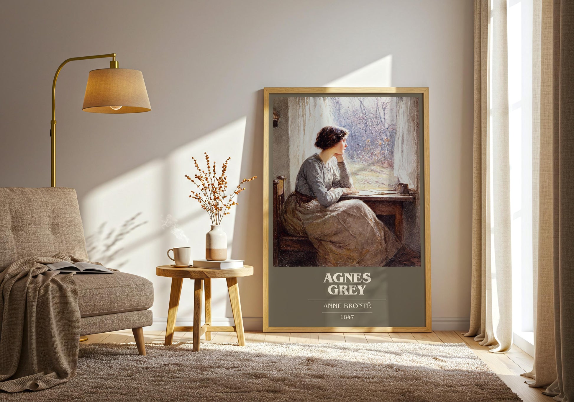 Agnes Grey book cover print on bookshelf – Anne Brontë fan gift