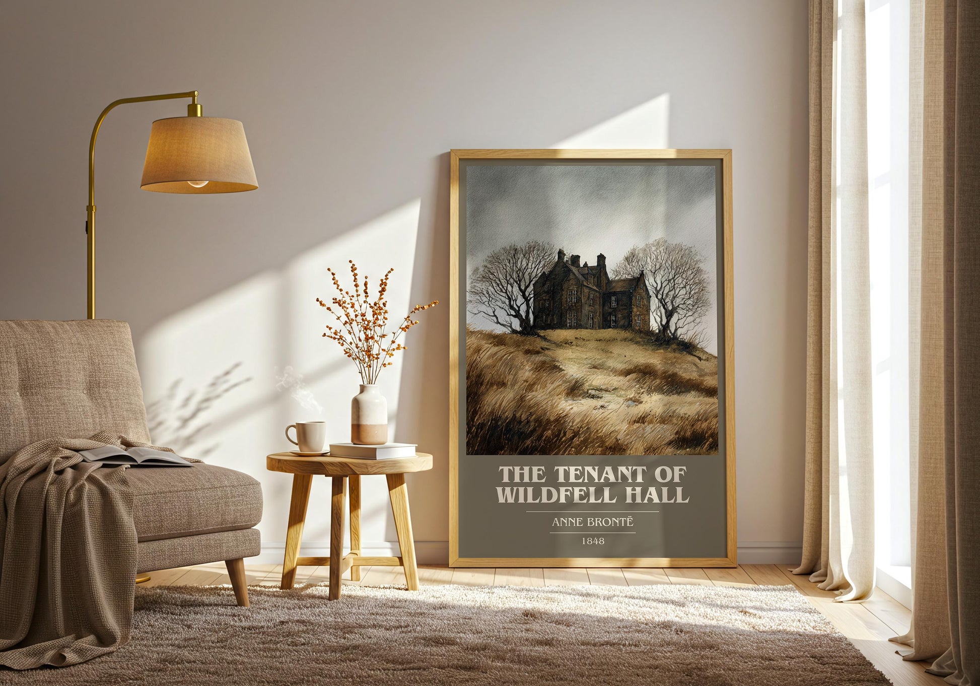 The Tenant Of Wildfell Hall book cover print on bookshelf – Anne Brontë fan gift