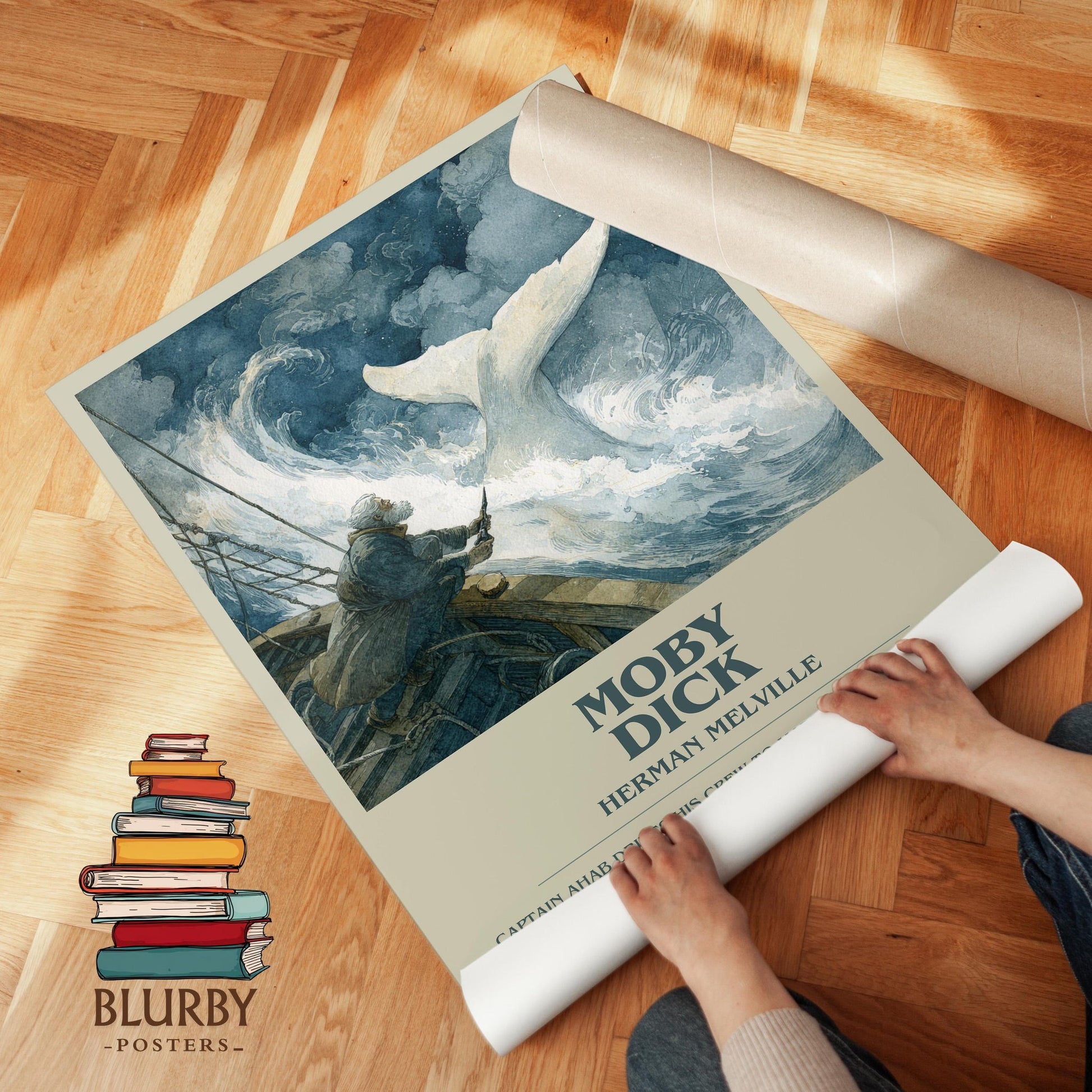 Moby Dick book poster packaging – museum-quality print rolled in protective tube