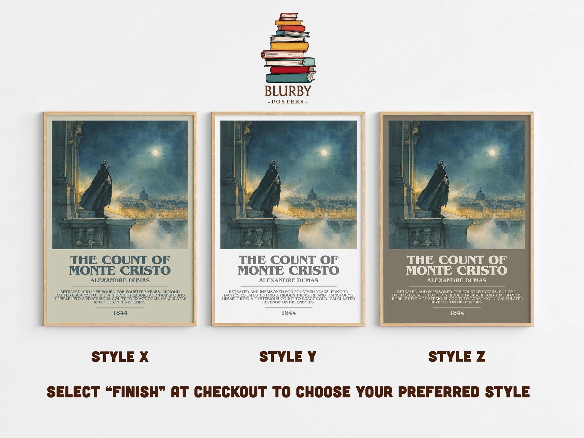 The Count of Monte Cristo bookish poster colour and style options – Alexandre Dumas book art