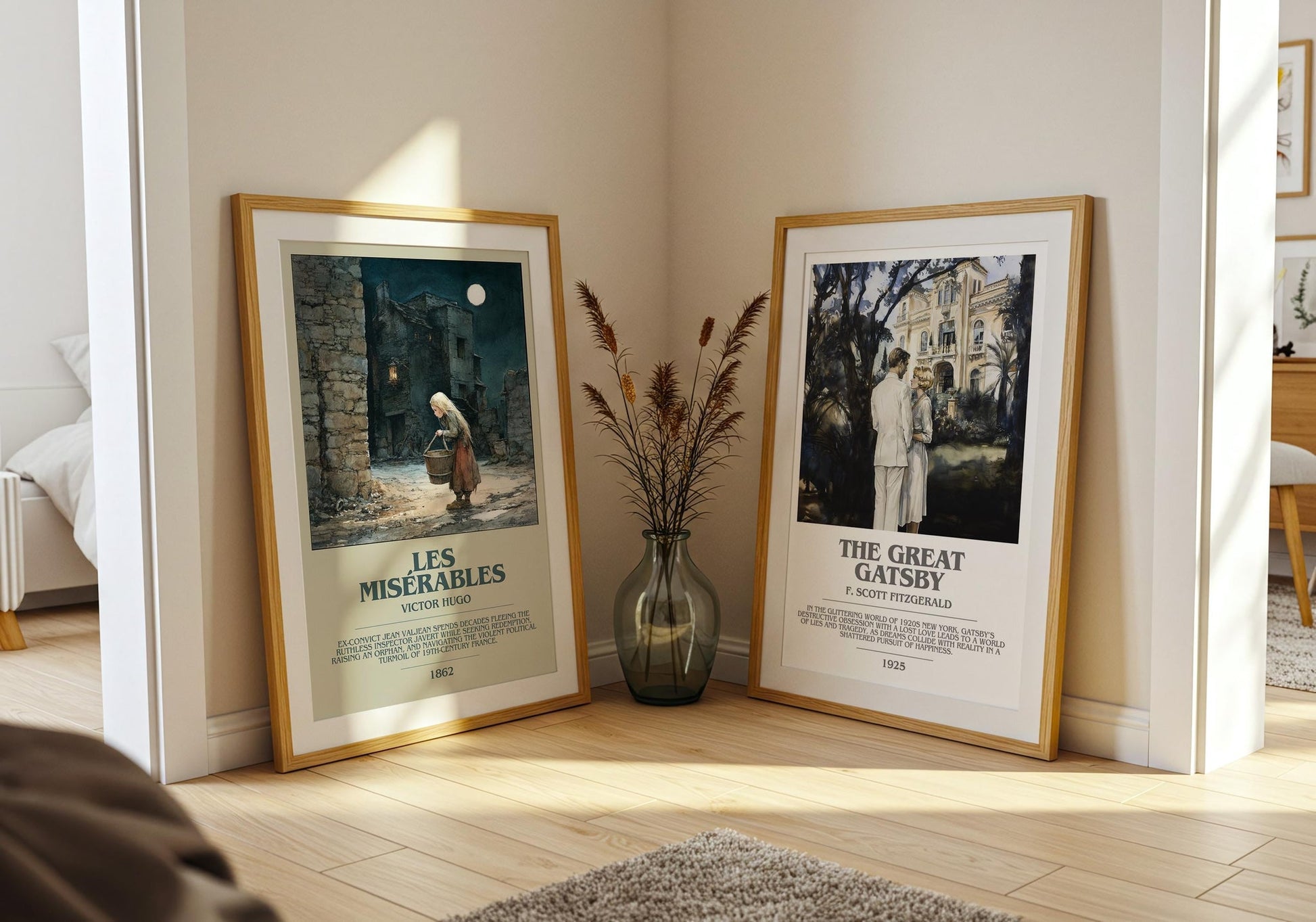 Les Misérables bookish poster paired in gallery wall – literary art prints