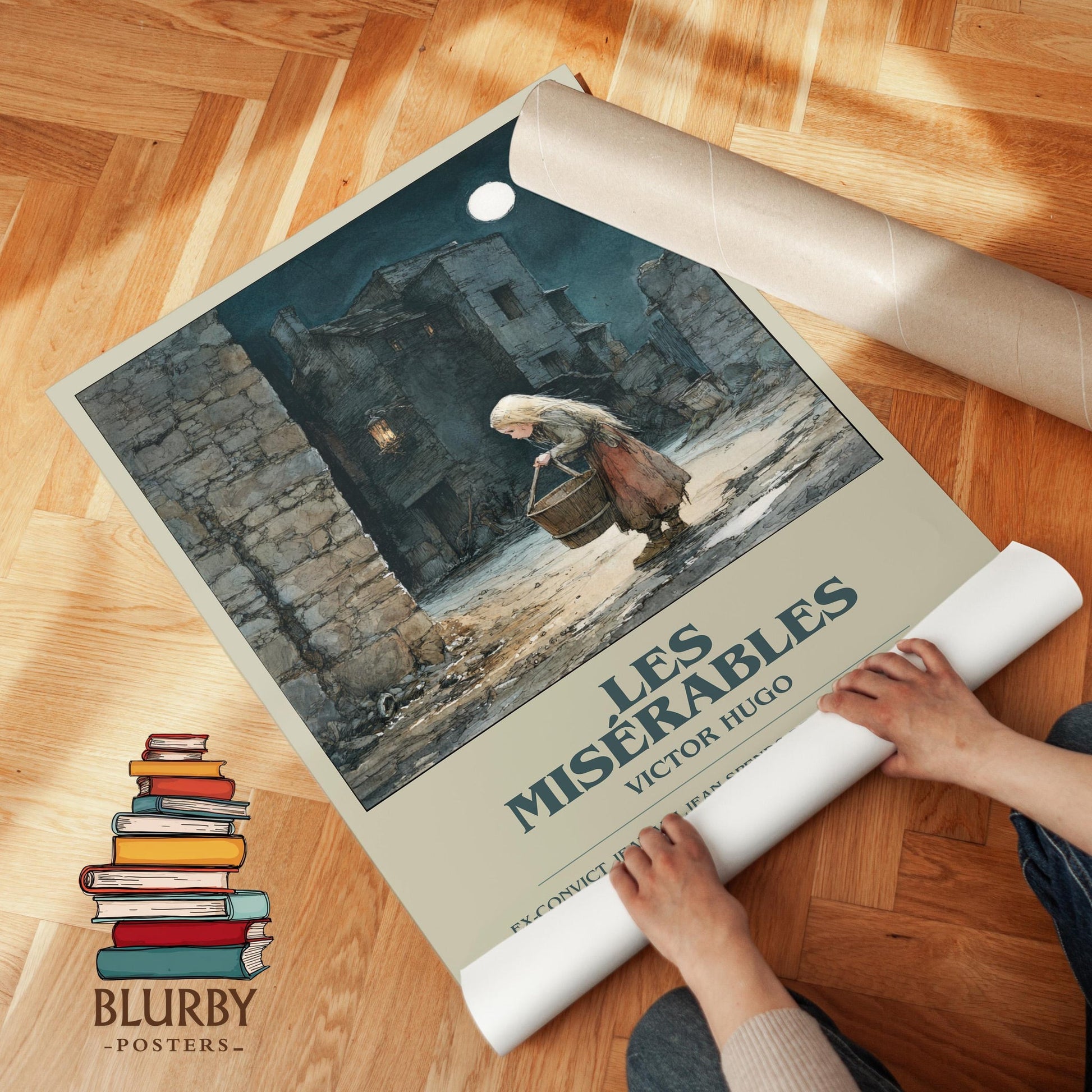 Les Misérables book poster packaging – museum-quality print rolled in protective tube