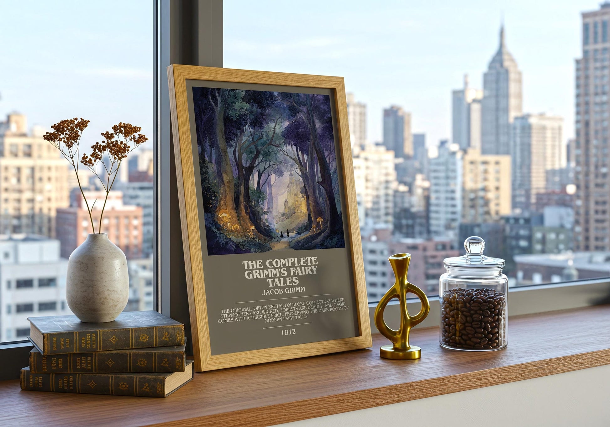 The Complete Grimm's Fairy Tales bookish book poster framed on wall – classic literature wall art