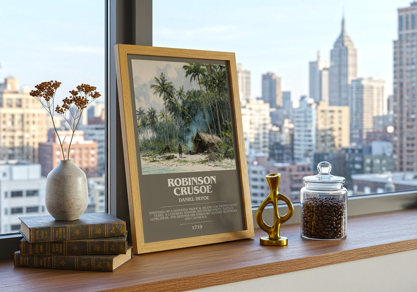 Robinson Crusoe bookish book poster framed on wall – childrens wall art