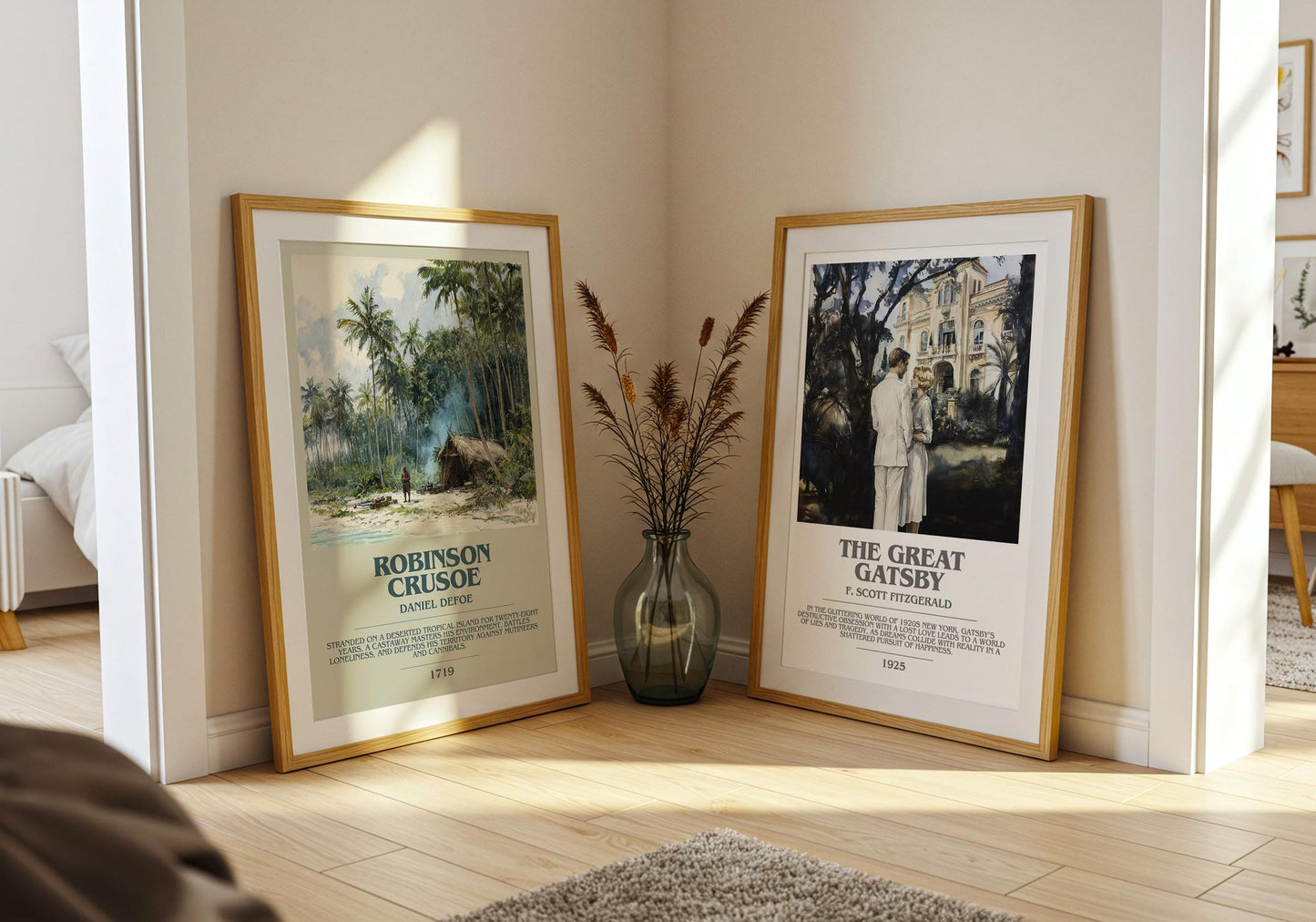 Robinson Crusoe bookish poster paired in gallery wall – literary art prints