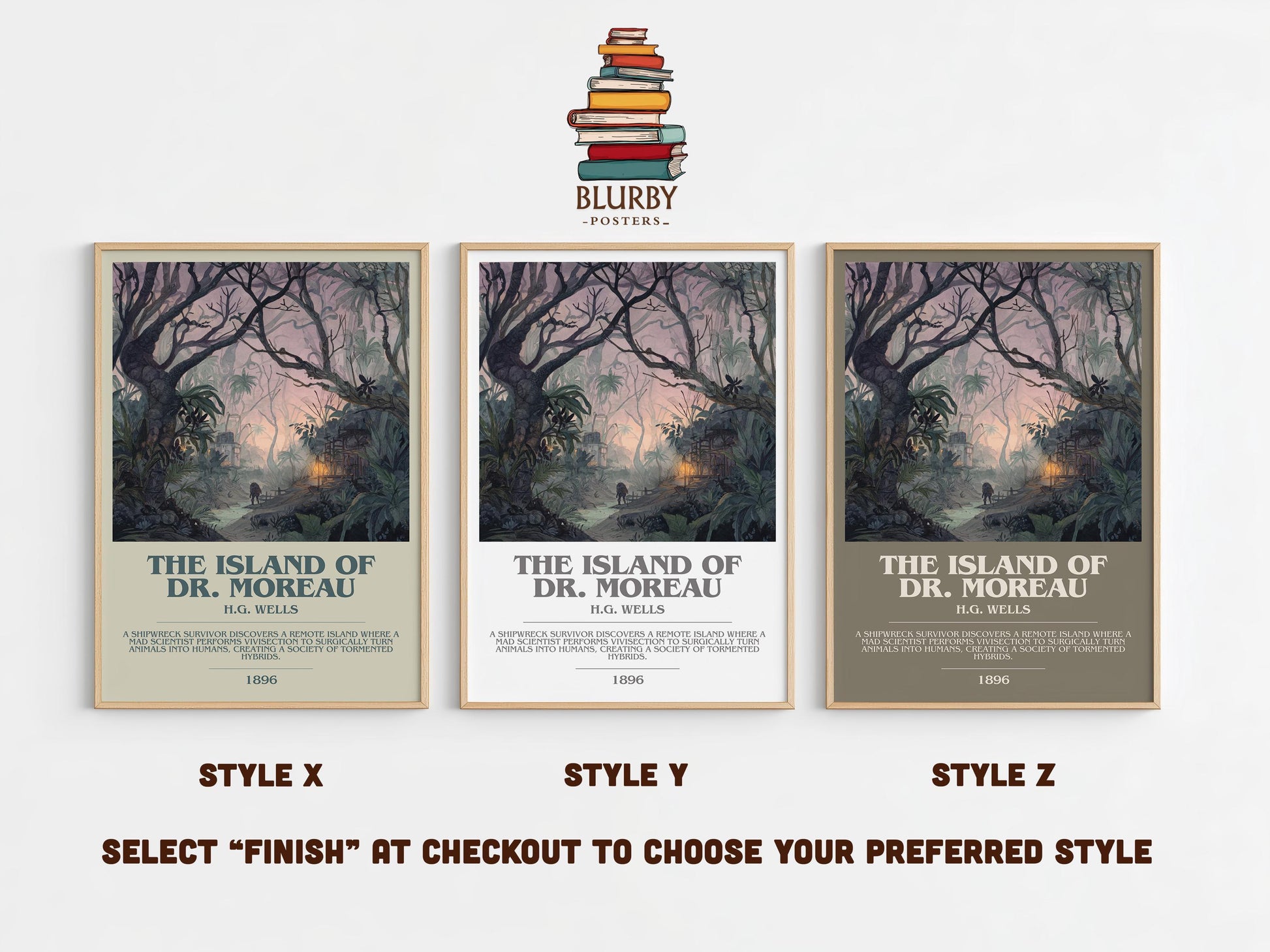 The Island of Dr. Moreau by H.G. Wells | Book Poster | Literary Art Gift For Book Lover | Novel Inspired Wall Art | Free Delivery