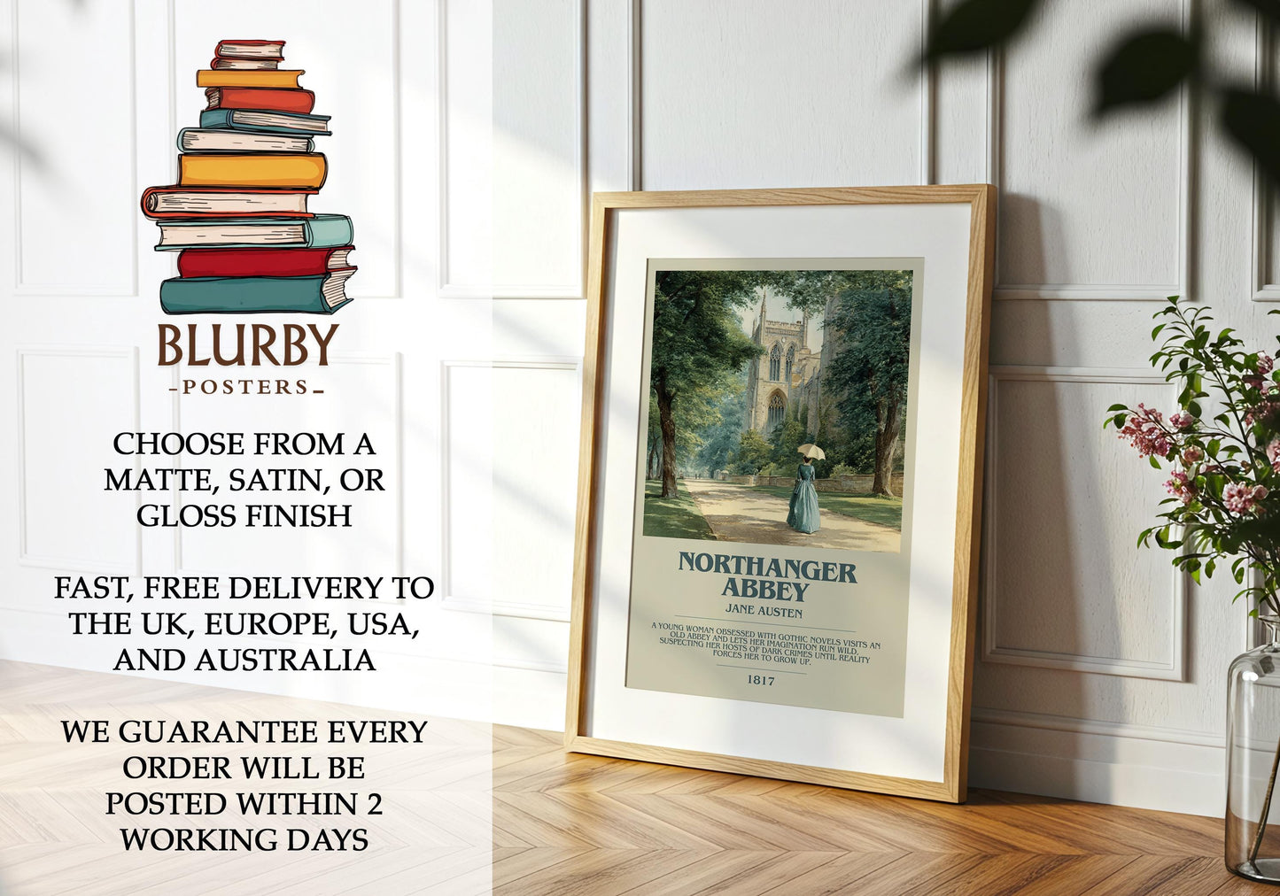 Northanger Abbey by Jane Austen | Book Poster | Literary Art Gift For Book Lover | Novel Inspired Wall Art | Free Delivery