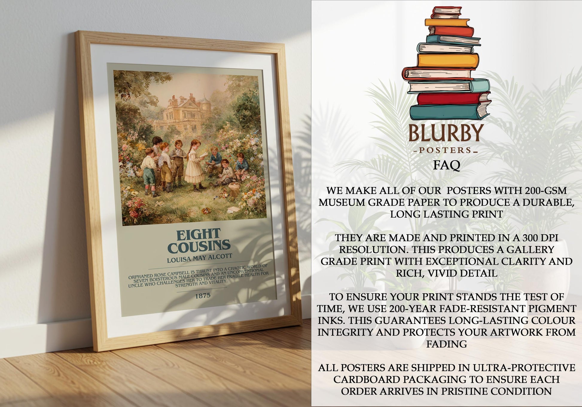 Eight Cousins by Louisa May Alcott | Book Poster | Literary Art Gift For Book Lover | Novel Inspired Wall Art | Free Delivery
