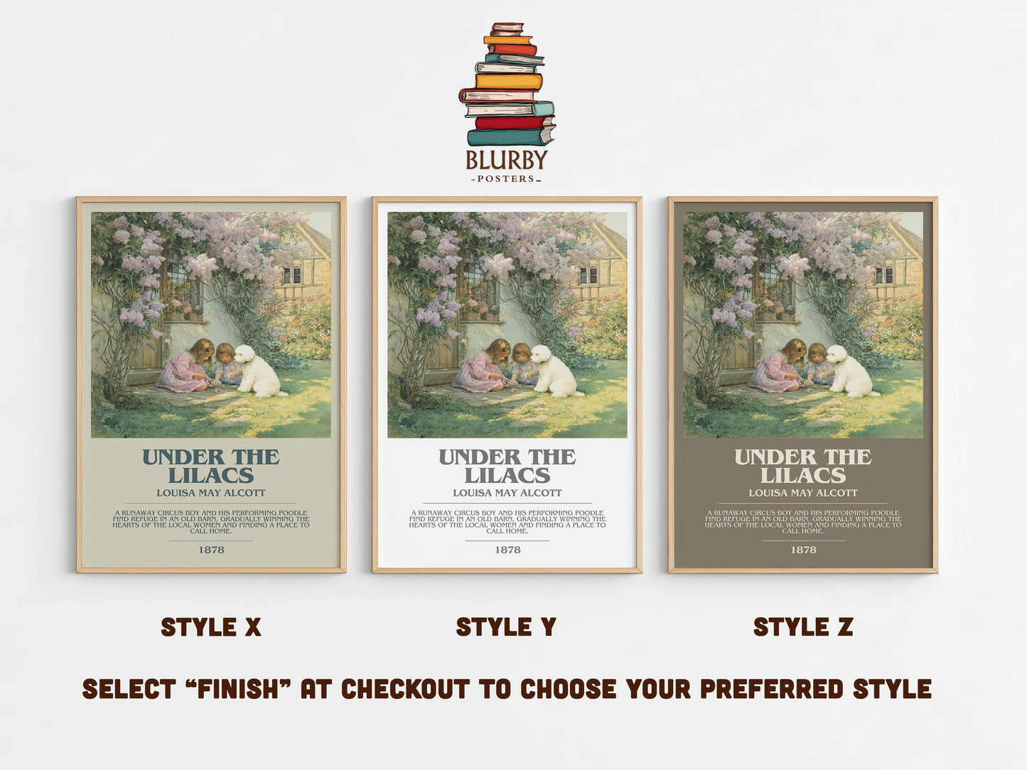 Under The Lilacs by Louisa May Alcott | Book Poster | Literary Art Gift For Book Lover | Novel Inspired Wall Art | Free Delivery