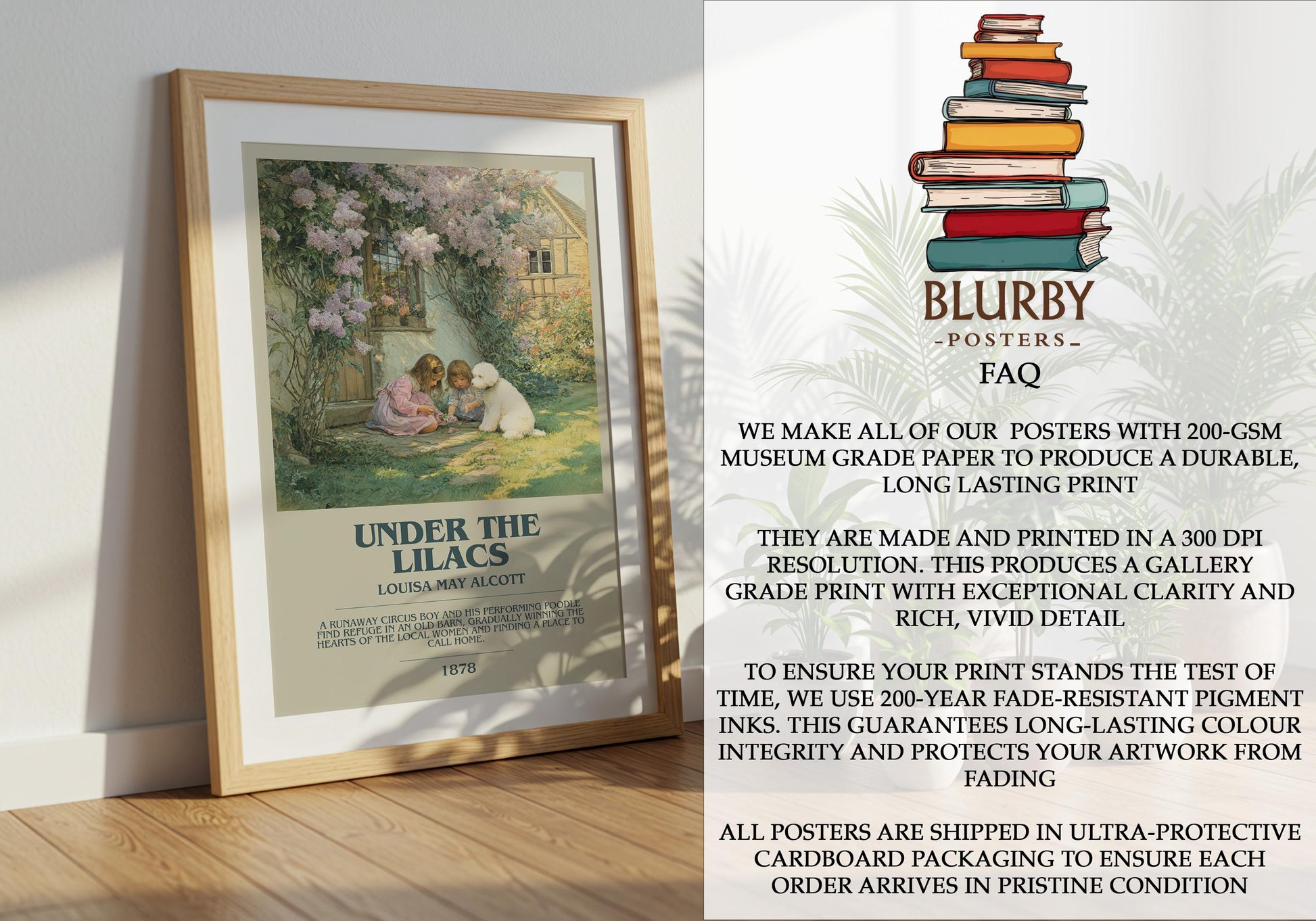 Under The Lilacs by Louisa May Alcott | Book Poster | Literary Art Gift For Book Lover | Novel Inspired Wall Art | Free Delivery