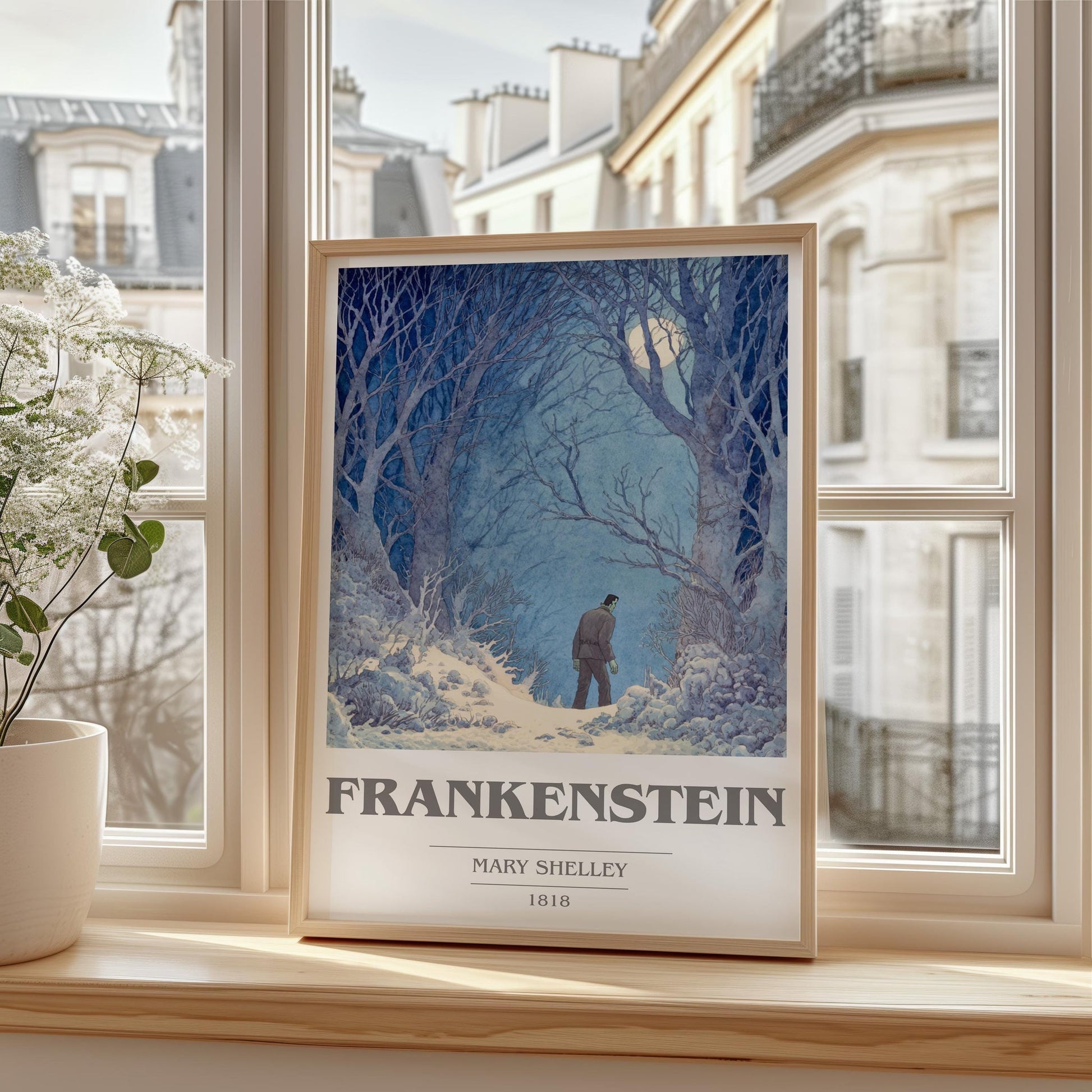 Frankenstein book cover poster colour and style options – Mary Shelley book art
