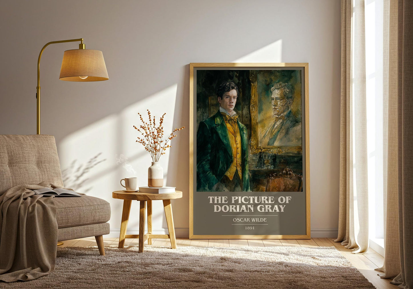 The Picture of Dorian Gray book cover print on bookshelf – Oscar Wilde fan gift