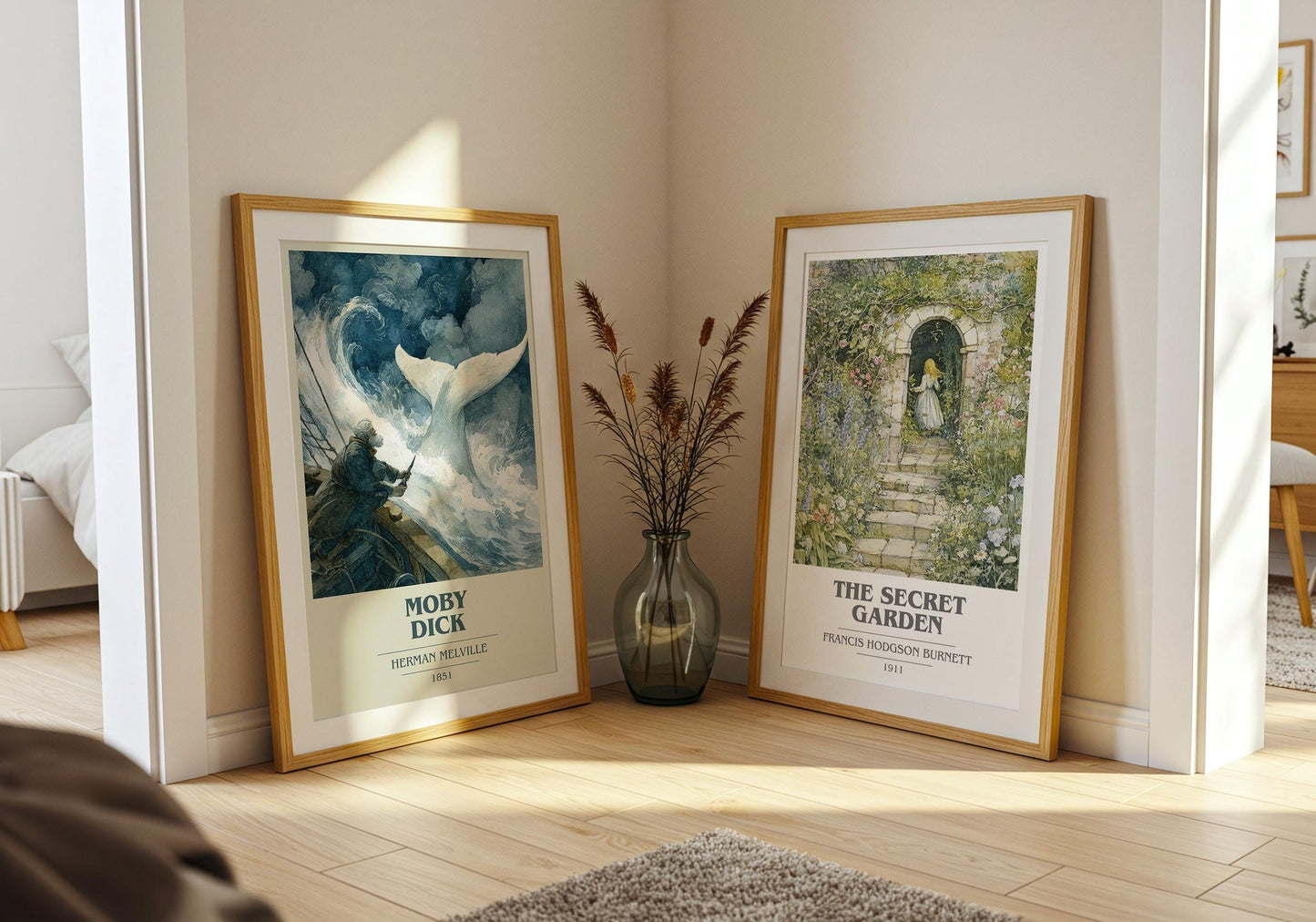Moby Dick book cover print on bookshelf – Herman Melville fan gift