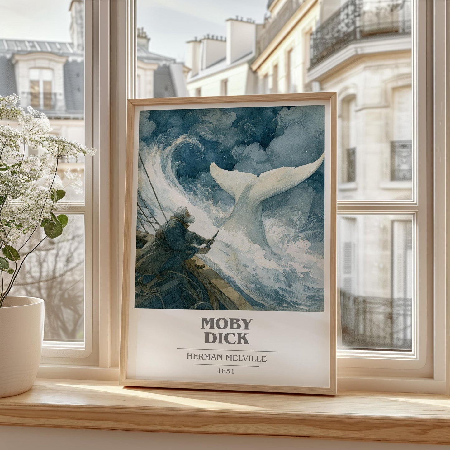 Moby Dick book cover poster colour and style options – Herman Melville book art