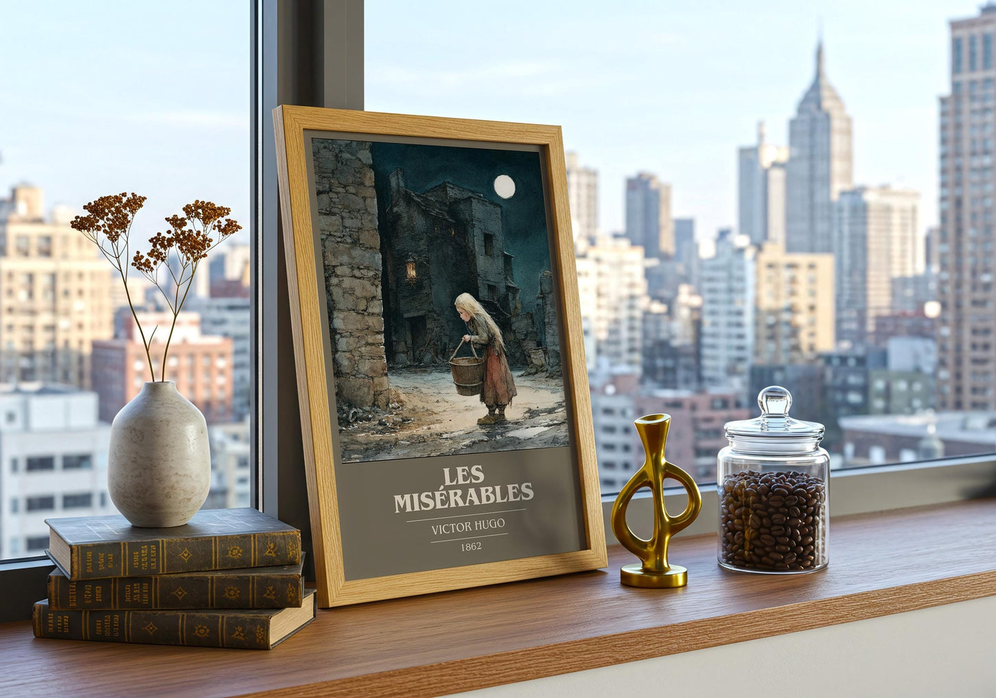 Les Misérables book cover book poster framed on wall – classic literature wall art