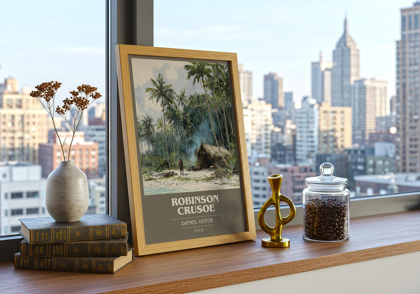 Robinson Crusoe book cover book poster framed on wall – childrens wall art