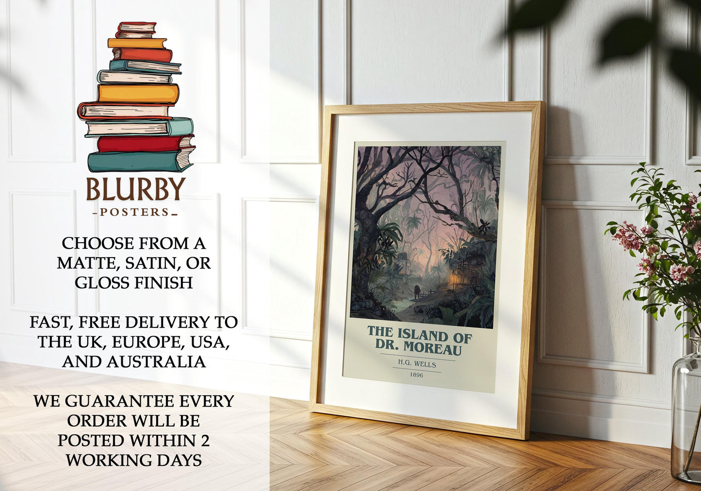 The Island of Dr. Moreau by H.G. Wells | Book Poster | Literary Art Gift For Book Lover | Novel Inspired Wall Art | Free Delivery