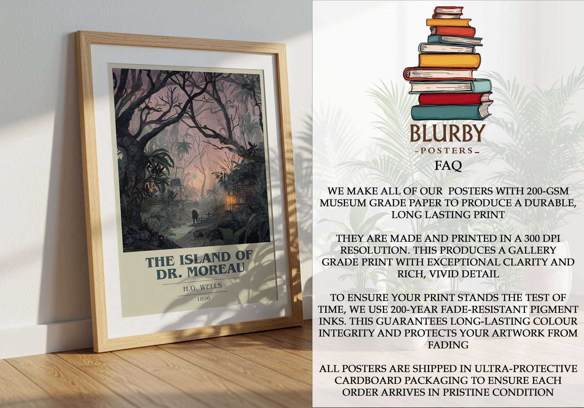 The Island of Dr. Moreau by H.G. Wells | Book Poster | Literary Art Gift For Book Lover | Novel Inspired Wall Art | Free Delivery