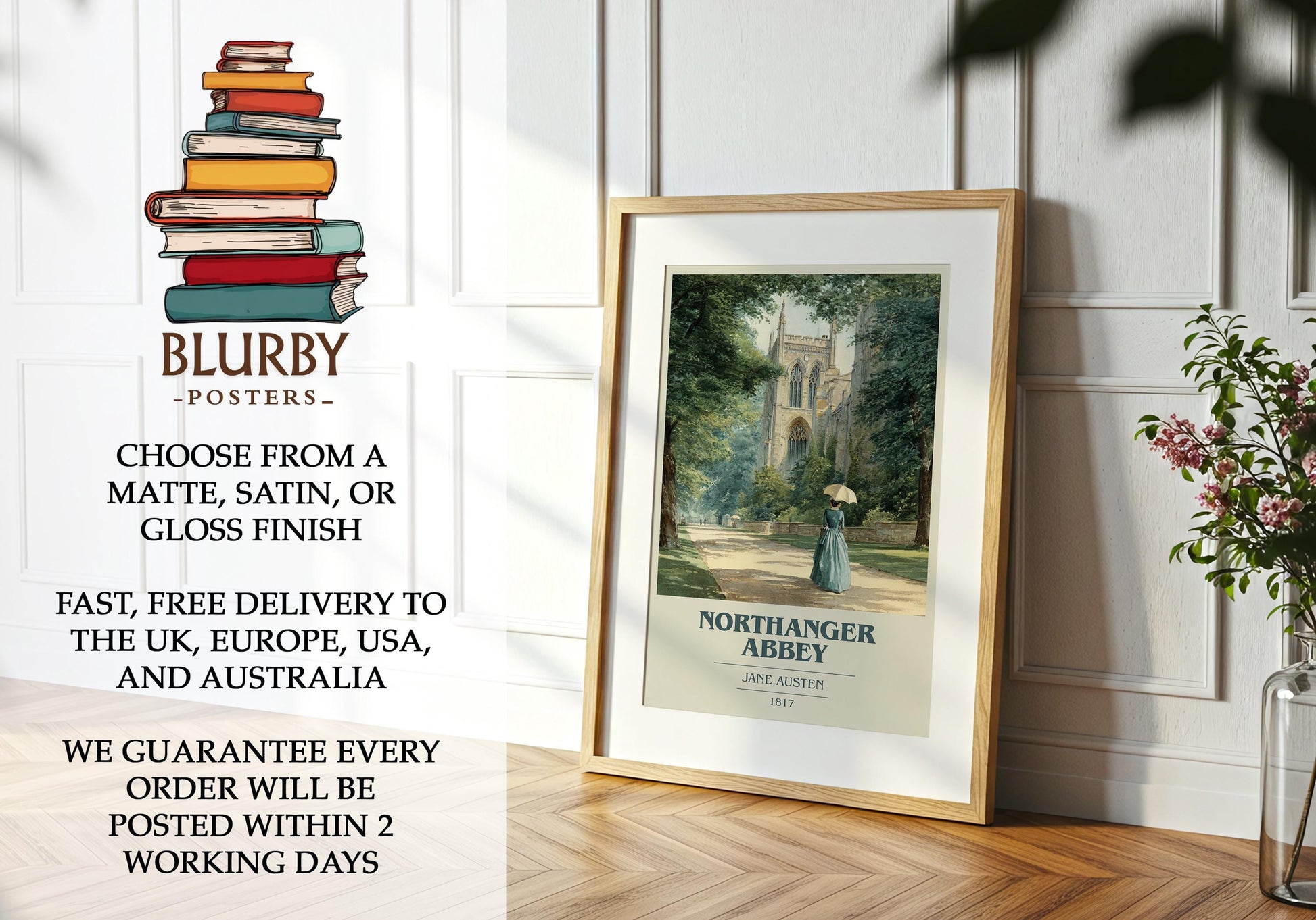 Northanger Abbey by Jane Austen | Book Poster | Literary Art Gift For Book Lover | Novel Inspired Wall Art | Free Delivery