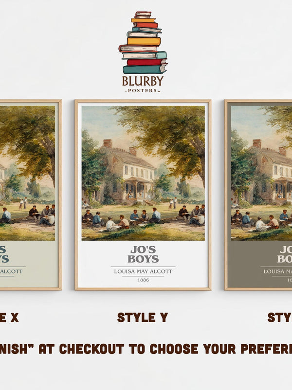 Jo's Boys book cover print in frame leaning in hallway – childrens wall art