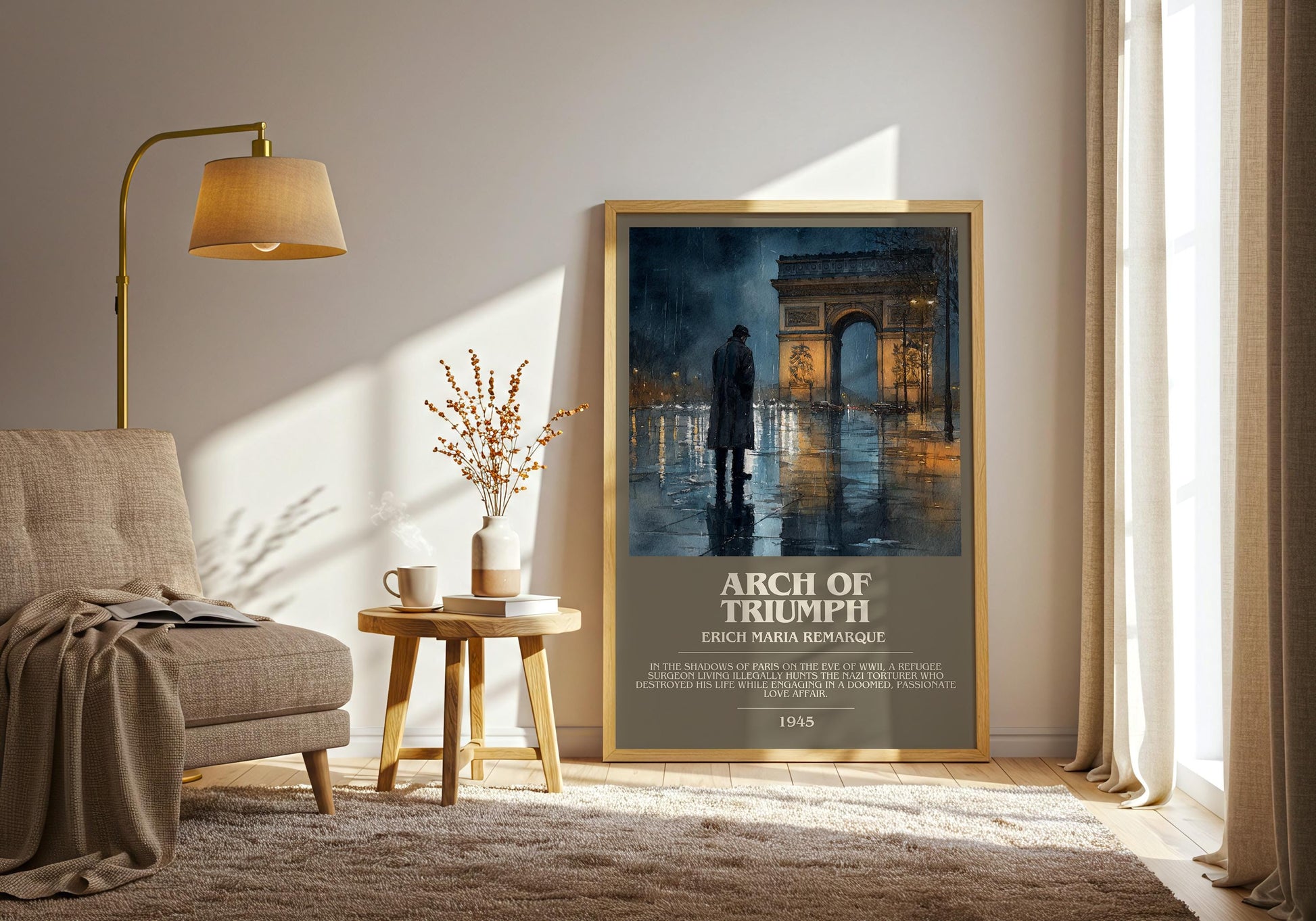 Arch Of Triumph bookish print on bookshelf – Erich Maria Remarque fan gift
