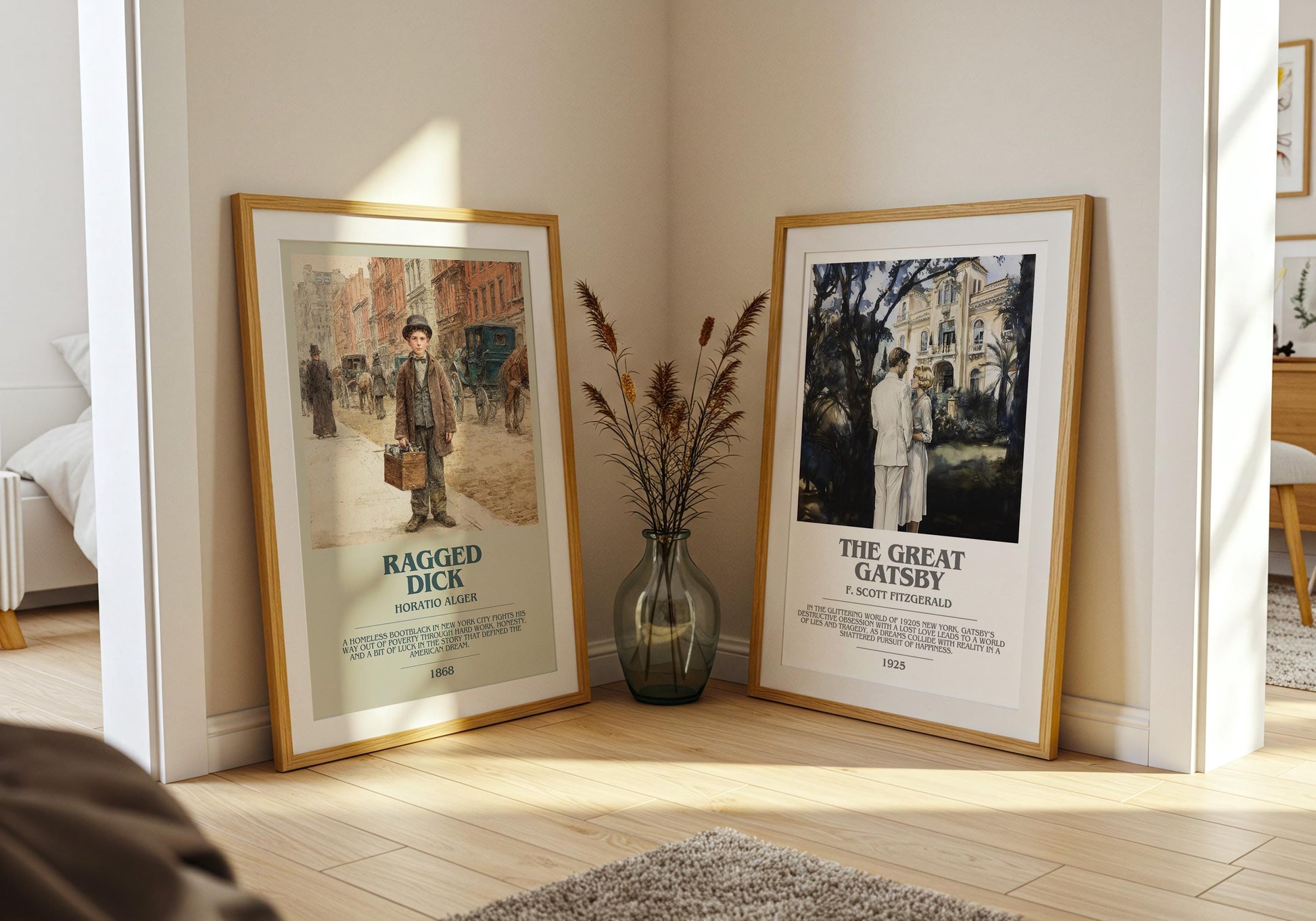 Ragged Dick bookish poster paired in gallery wall – literary art prints