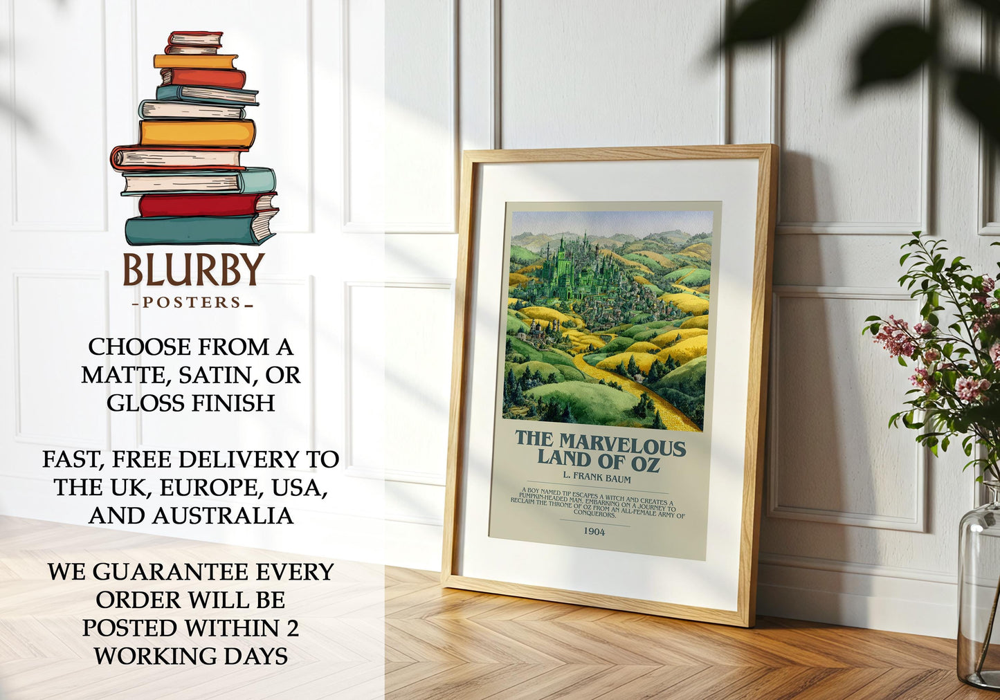 The Marvelous Land of Oz by L. Frank Baum | Book Poster | Literary Art Gift For Book Lover | Novel Inspired Wall Art | Free Delivery