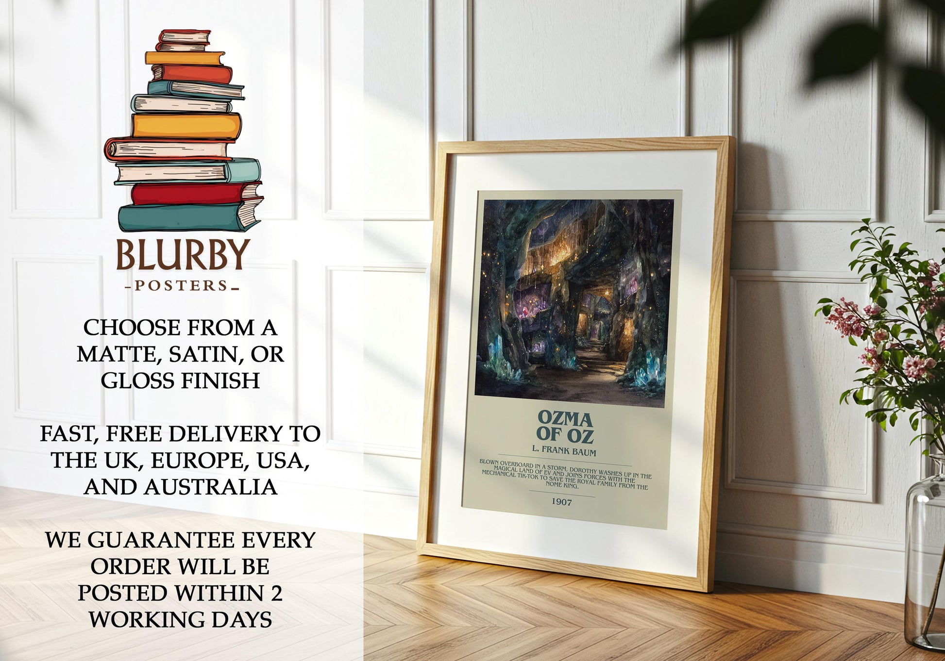 Osma of Oz by L. Frank Baum | Book Poster | Literary Art Gift For Book Lover | Novel Inspired Wall Art | Free Delivery