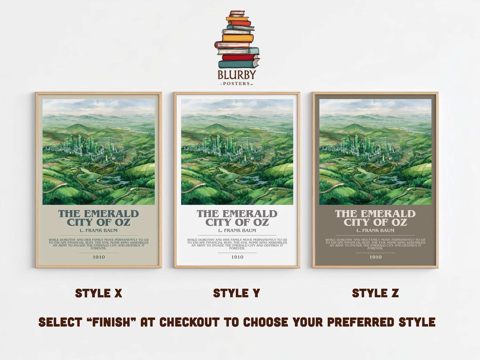 The Emerald City of Oz by L. Frank Baum | Book Poster | Literary Art Gift For Book Lover | Novel Inspired Wall Art | Free Delivery