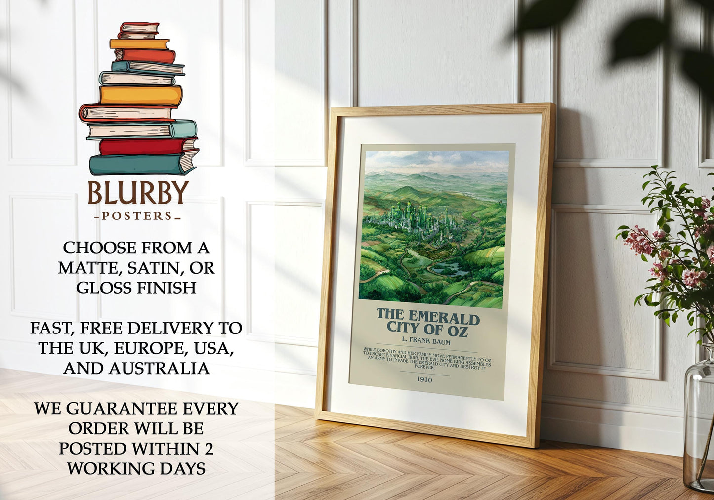 The Emerald City of Oz by L. Frank Baum | Book Poster | Literary Art Gift For Book Lover | Novel Inspired Wall Art | Free Delivery