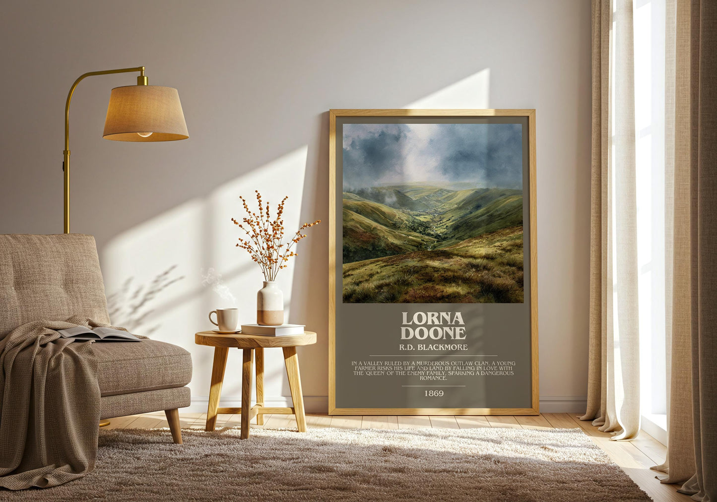Lorna Doone bookish print on bookshelf – R.D. Blackmore fan gift