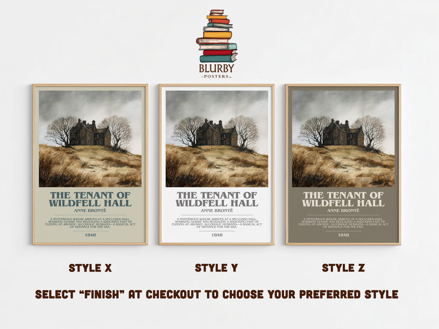 The Tenant Of Wildfell Hall bookish poster colour and style options – Anne Brontë book art