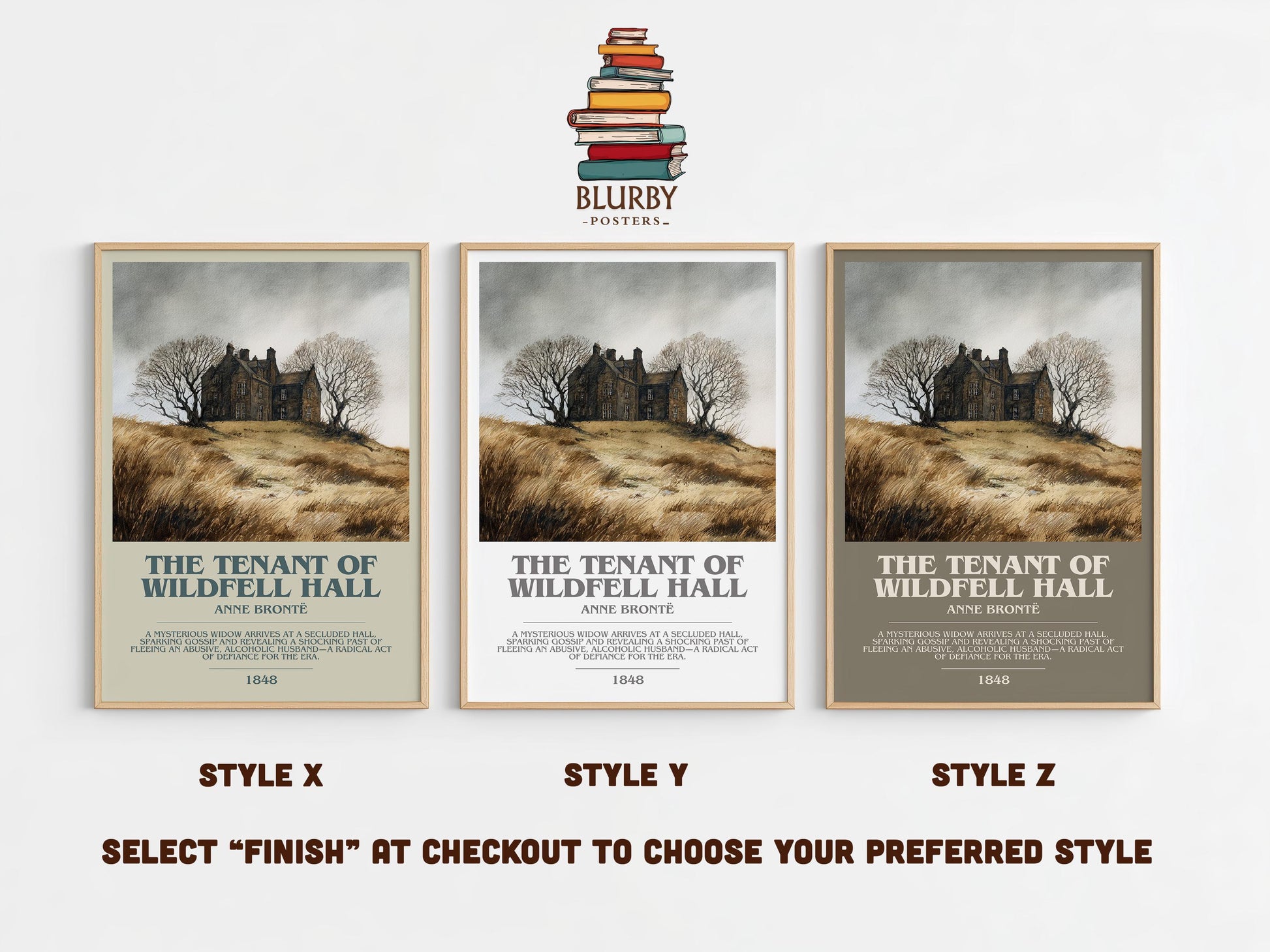 The Tenant Of Wildfell Hall bookish poster colour and style options – Anne Brontë book art