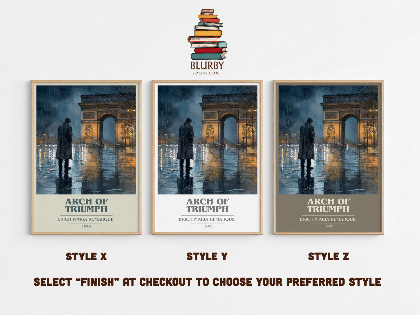 Arch Of Triumph book cover poster colour and style options – Erich Maria Remarque book art