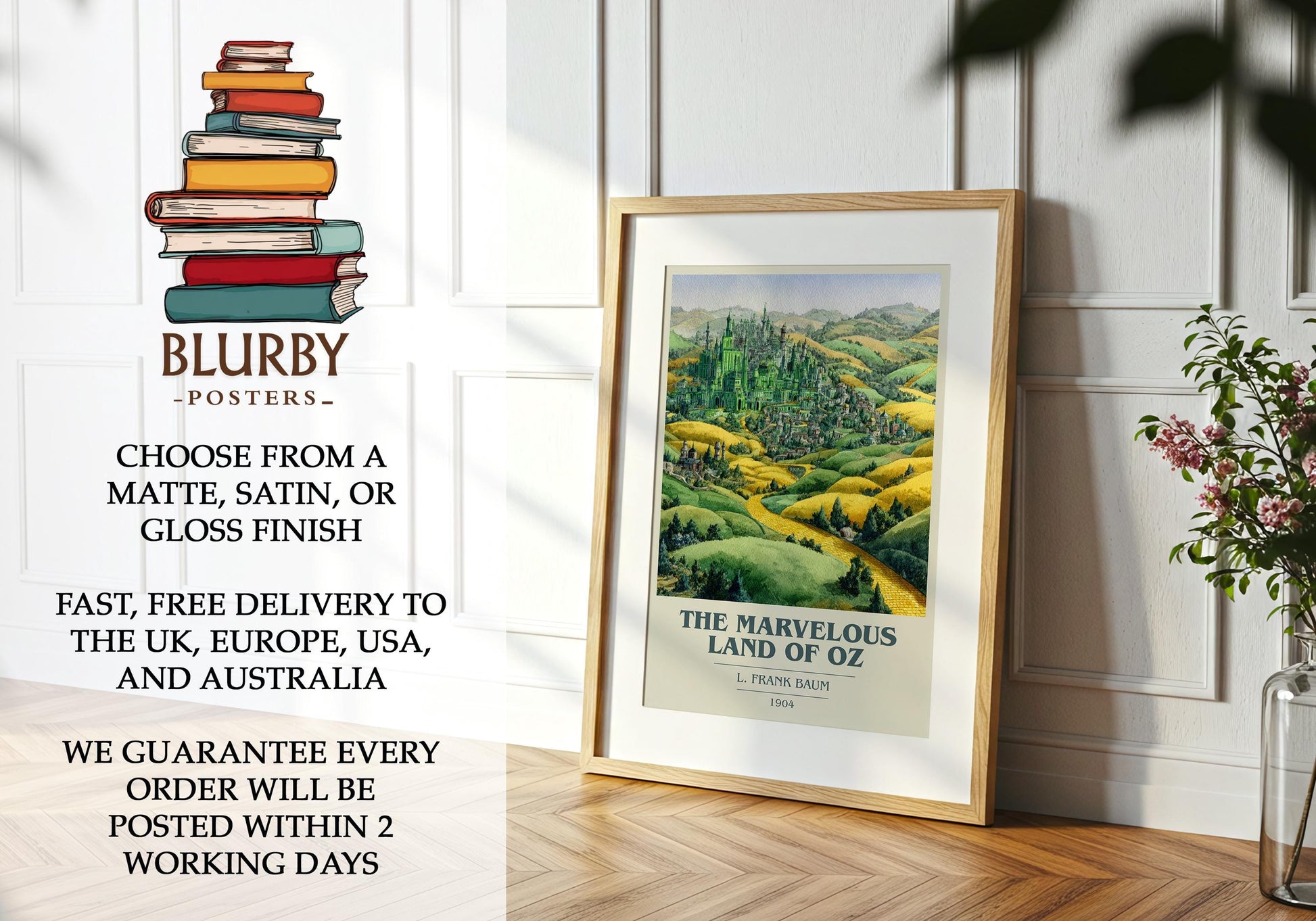 The Marvelous Land of Oz by L. Frank Baum | Book Poster | Literary Art Gift For Book Lover | Novel Inspired Wall Art | Free Delivery