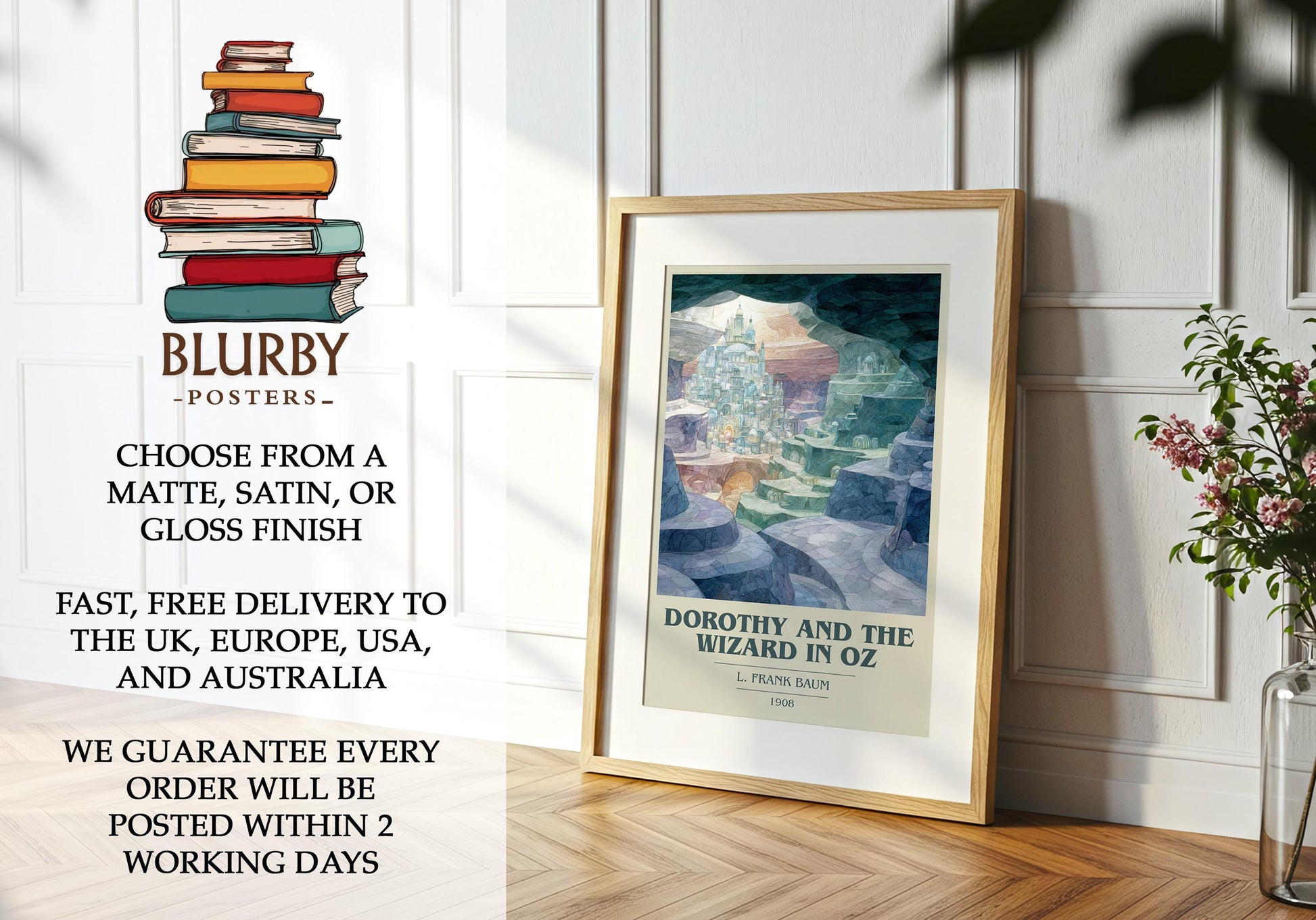 Dorothy and the Wizard in Oz by L. Frank Baum | Book Poster | Literary Art Gift For Book Lover | Novel Inspired Wall Art | Free Delivery