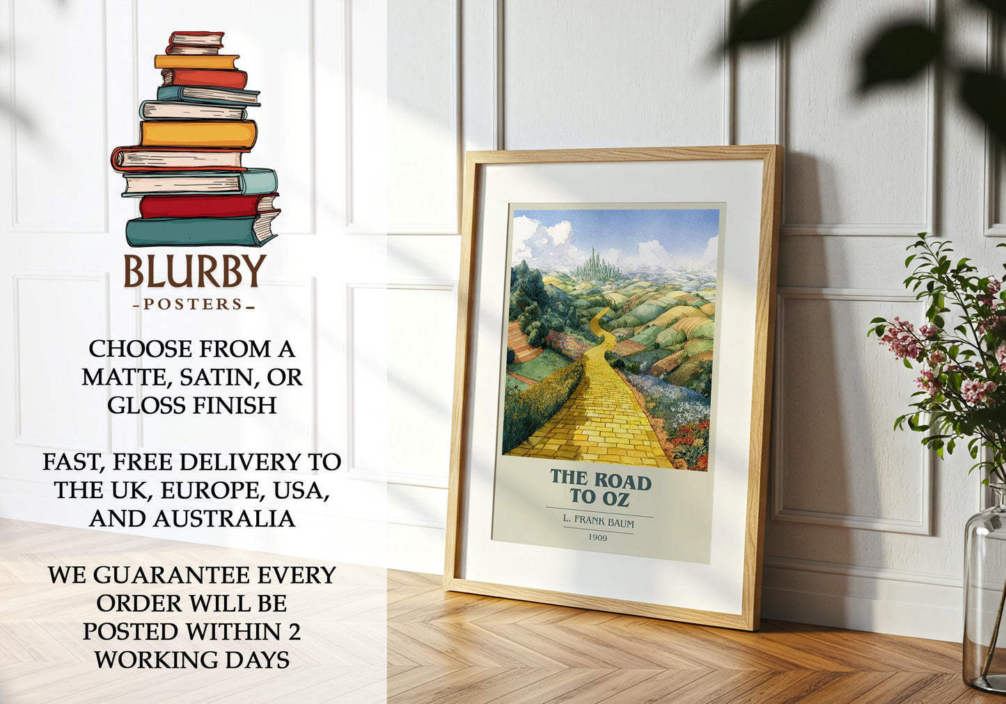 The Road to Oz by L. Frank Baum | Book Poster | Literary Art Gift For Book Lover | Novel Inspired Wall Art | Free Delivery